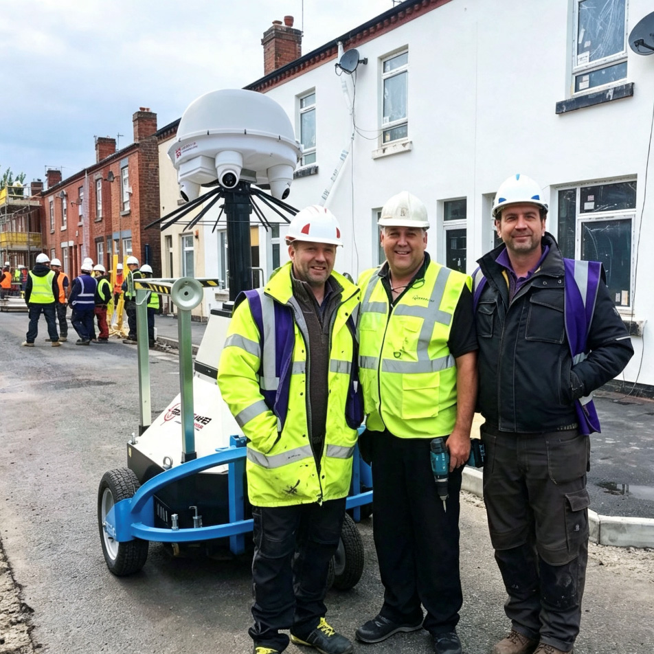 Sabre Guarding senior engineer Chris Willett with the DIY SOS team